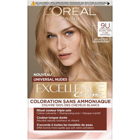 L’ORÉAL PARIS  - Sans Ammoniaque -  Excellence Crème Universal Nudes - Nuance : Blond Très Clair Universel (9)