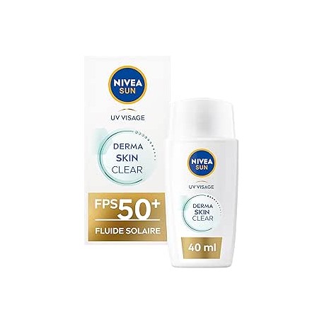 NIVEA SUN Soin solaire visage Derma Skin Clear FPS 50+(1 x 40 ml),